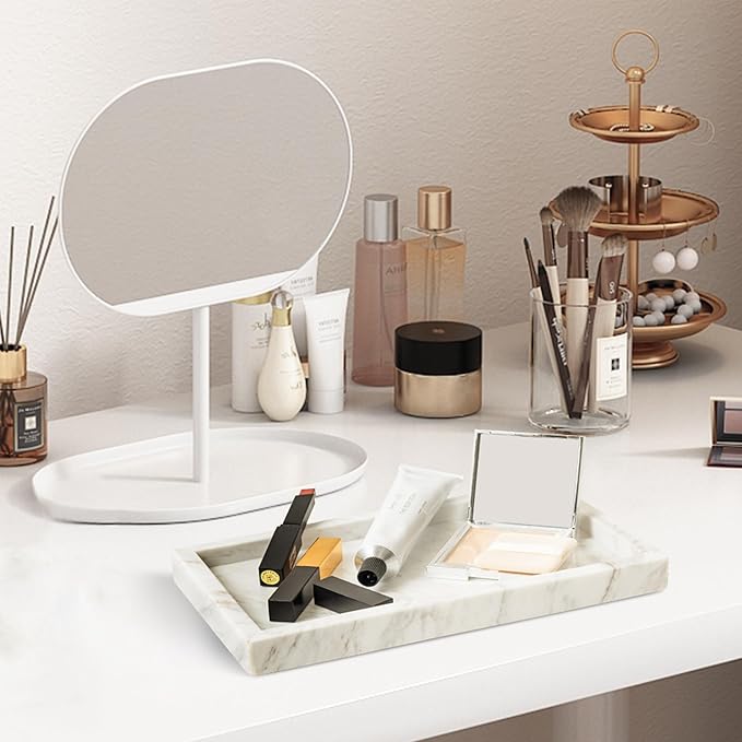 WORHE Italy Marble Vanity Tray for Jewelry, Towel Natural Modern Decorative - Image 5