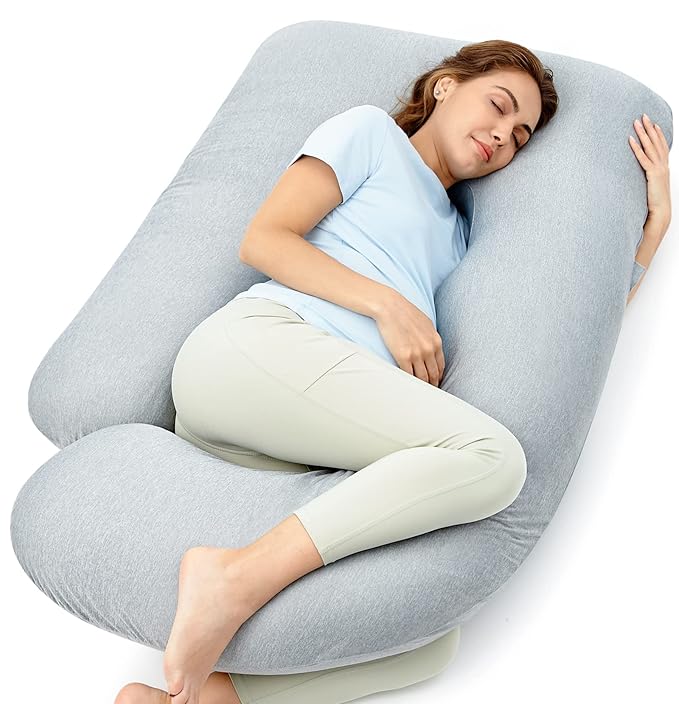 Momcozy Pregnancy Pillows with Cooling Cover, U-Shaped Full Body Maternity by Momcozy