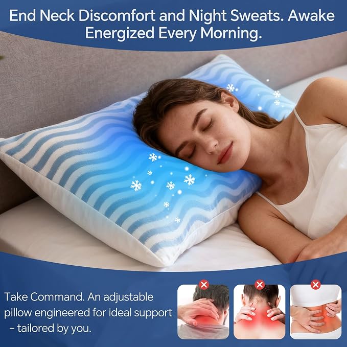 SLEEPDIARY Pillows Queen Size Set of 2 – Adjustable Shredded Memory Foam - Image 8