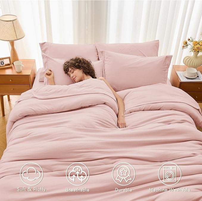 MUXHOMO 7 Pieces Full Comforter Set, Soft Bed in a Bag Full Size, All Season - Image 2