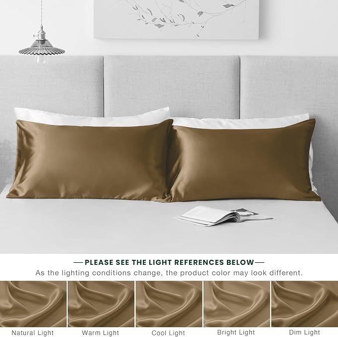 Love's cabin Satin Pillowcase Set of 2 King Size 20x36, Cooling Pillow Covers - Image 7