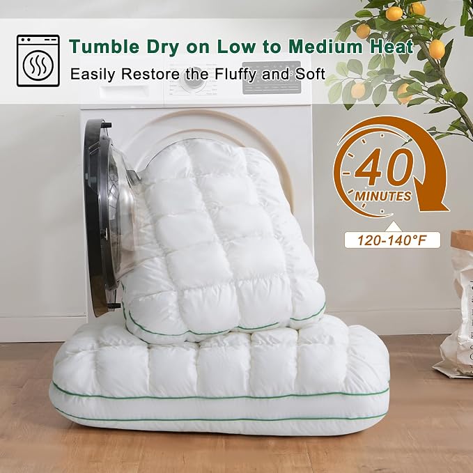YOUR MOON Fluffy Support Bed Pillow Standard Size Set of 2, Super Soft Premium - Image 8