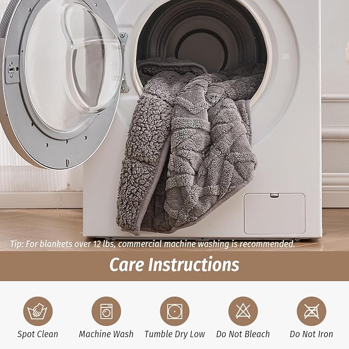 Wemore Jacquard Fleece Weighted Blanket Twin Size 48" x 72" 15lbs, Ultra Soft - Image 7