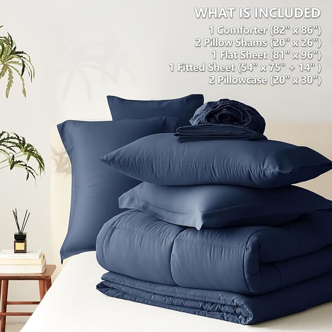CozyLux Full Size Comforter Sets Navy Blue - Image 5