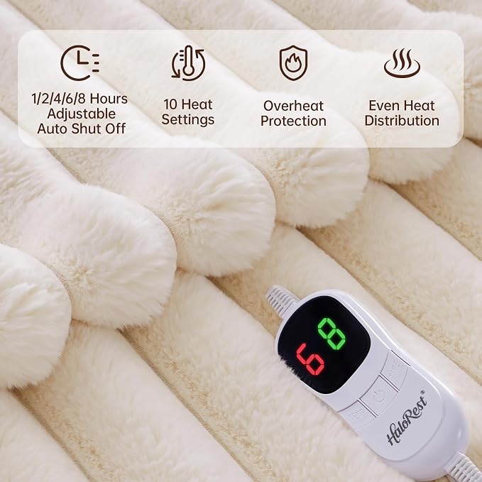 Heated Blanket Full Size, Faux Fur Cozy Heating Blanket - Image 3
