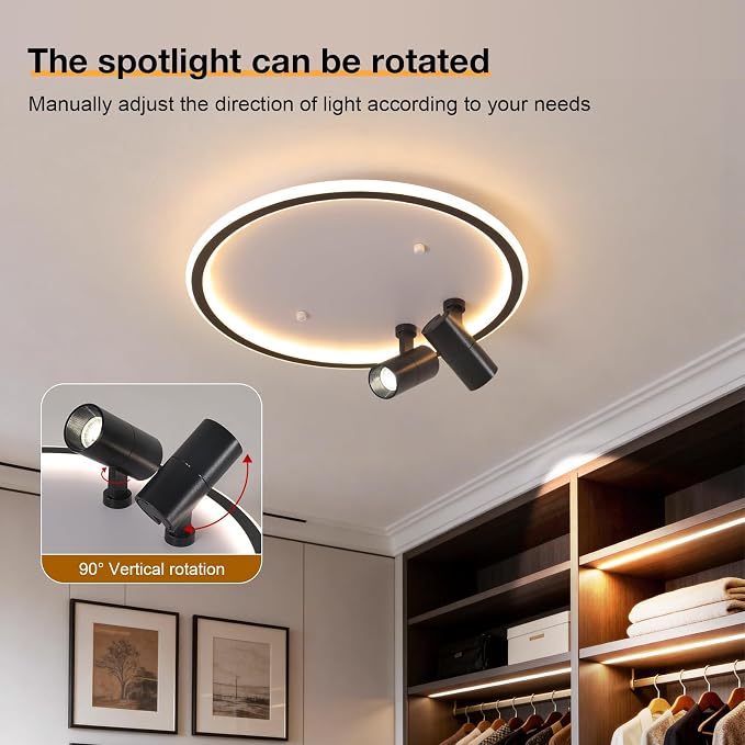 Shine LUEST Modern LED Bedroom Ceiling Light, 2 Adjustable Spotlights, Dimmable - Image 3