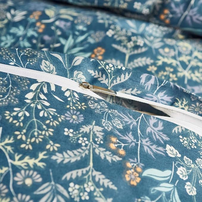mixinni Small Blue Flower Duvet Cover Full Garden Style Floral Duvet Comforter - Image 4