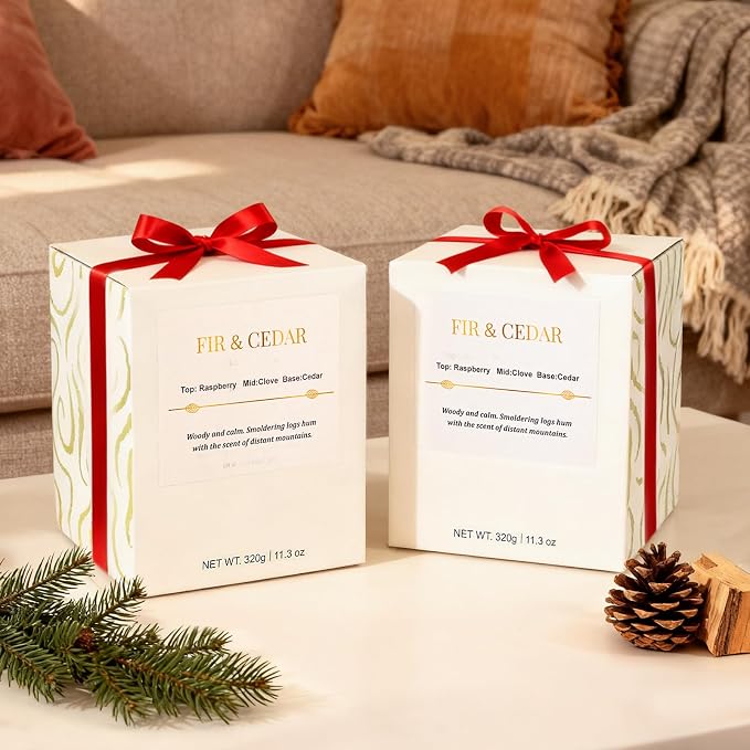 2 Pack Wood Wick Scented Candle Gift Set –Balsam Fir & Cedarwood Natural Soy - Image 4
