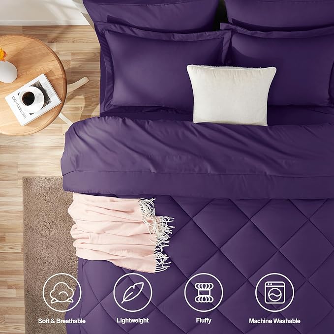 CozyLux Queen Comforter Set Purple - Image 2