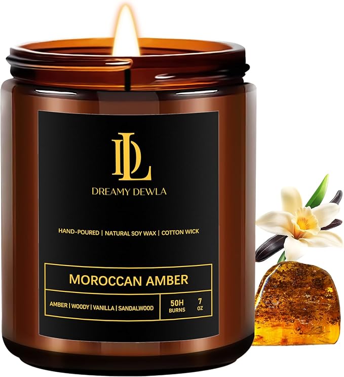 Scented Candles for Men, Moroccan Amber Candle for Home, Soy Wax Candles Gift by DLDREAMYDEWLA