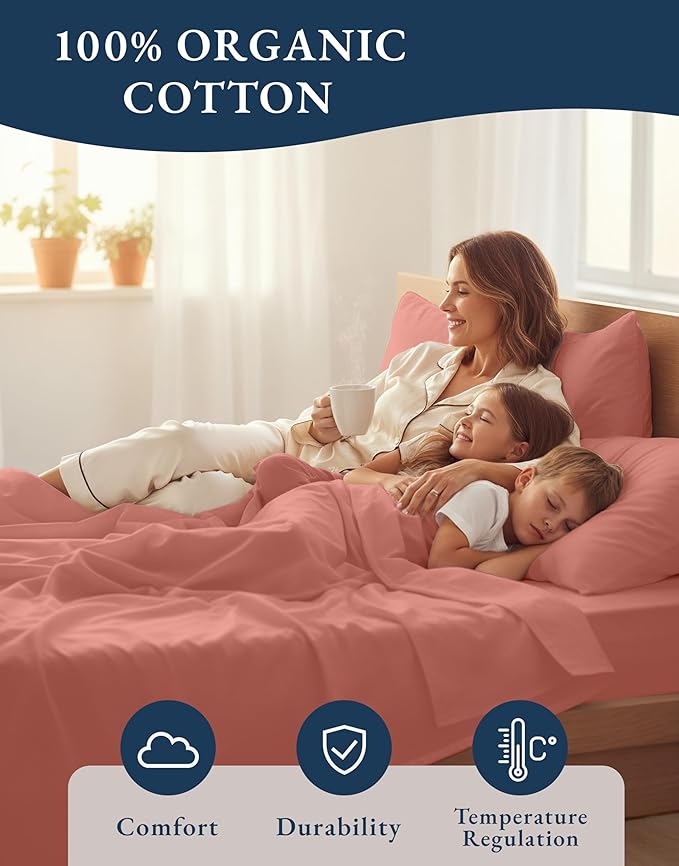 LANE LINEN 100% Organic Cotton Queen Sheets, Eco Friendly Mercerized Cotton - Image 6