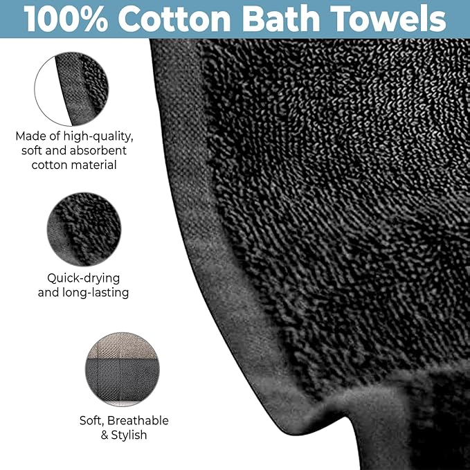 QUBA LINEN Hotel & Spa 100% Cotton Bath Towels Pack of 6, Ultra Soft, Quick Dry - Image 7