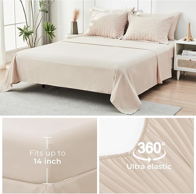HYMOKEGE Beige California King Comforter Set Seersucker 7 Pieces, All Season - Image 7