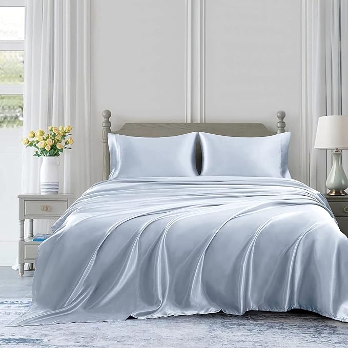Homiest Baby Blue Satin Flat Sheet - Image 5