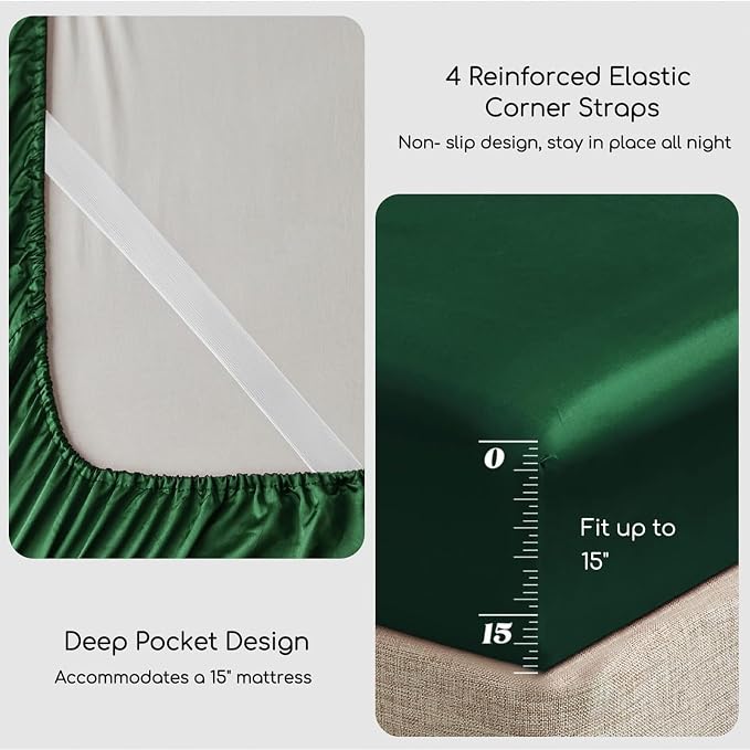 MR&HM Satin Bed Sheets, King Size Sheets Set - Image 4