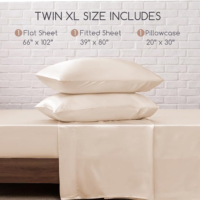 MR&HM Satin Bed Sheets, Twin XL Size Sheets Set - Image 7