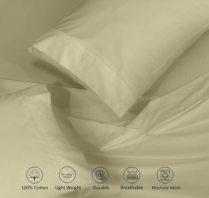 RUVANTI 100% Cotton Sheets – King Size Percale Bedding, Cooling & Breathable - Image 4