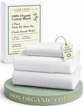 LANE LINEN 100% Organic Cotton White Twin XL Sheets Set 3-Piece Pure Percale by LaneLinen