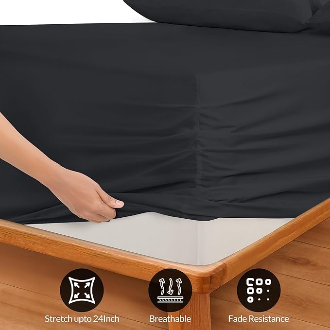 Royale Linens Extra Deep Pocket Full Fitted Sheet Only - Image 3