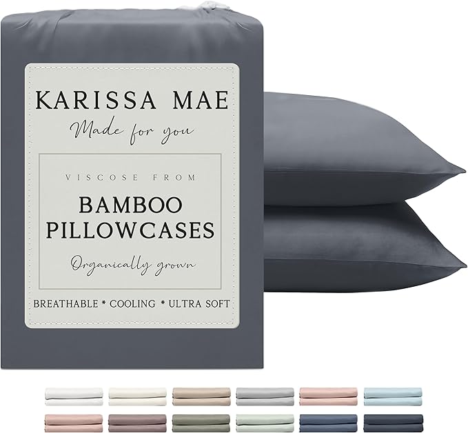 Karissa Mae Cooling Bamboo Viscose King Size Pillowcase Set | 100% FSC by KARISSAMAE