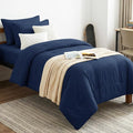 CozyLux Twin Comforter Set Navy Blue, 5 Pieces Bed in a Bag Twin Comforter Set by CozyLux