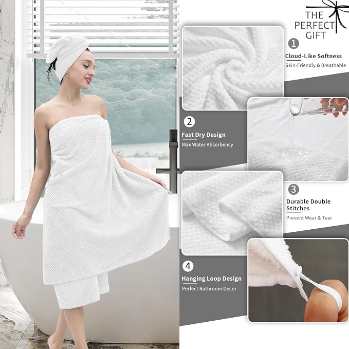 Extra Large Bath Towel Set of 4, Oversized Bath Sheet Super Soft Highly - Image 3