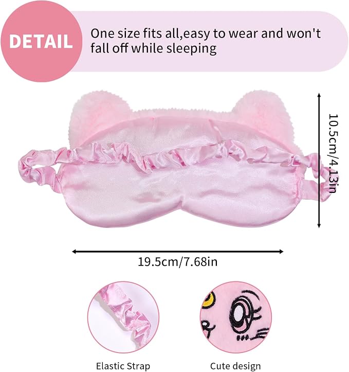 PERFECTSIGHT Sleep Eye Masks, Cute Cat Sleep Eye Cover Lightweight Adjustable - Image 6