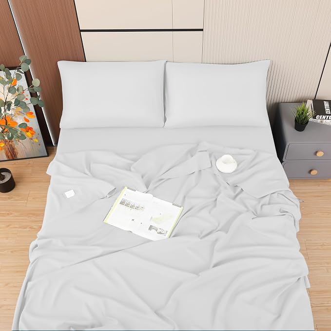 Toodou White Queen Bed Top Sheet is Made of Soft Wrinkle Resistant Microfiber - Image 3