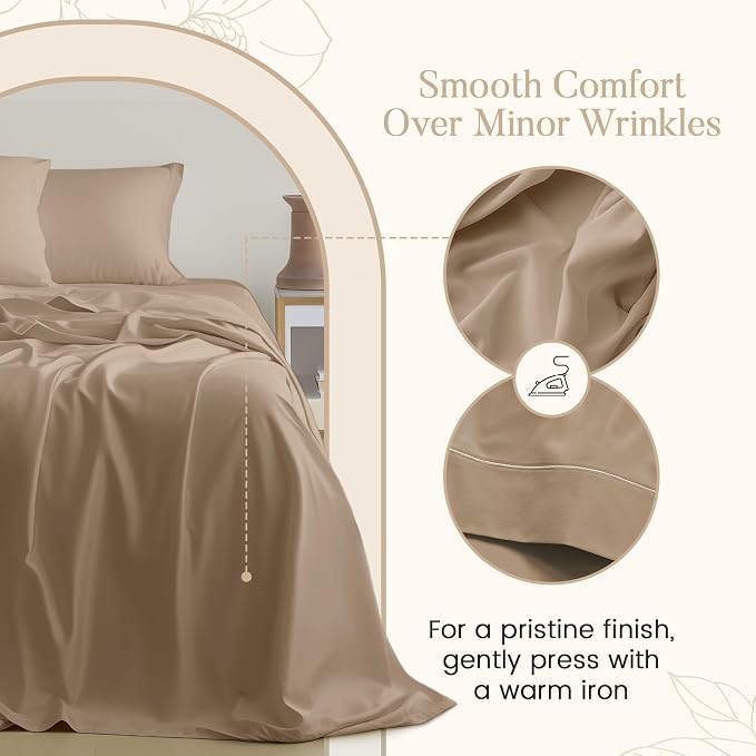 King Sheet Set, 100% Cotton Bed Sheets King Size Sheets 15" Deep Pocket Set - Image 6