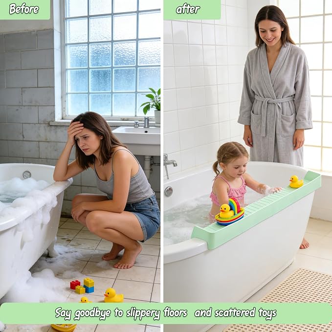 Bathtub Splash Guard for tub Kids& Bath Shelf for Kids – Toddler Bath Tray - Image 5
