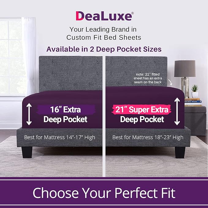 King Deep Pocket Fitted Bed Sheets Real 16' Fit Perfectly 14'18' Mattress & - Image 2