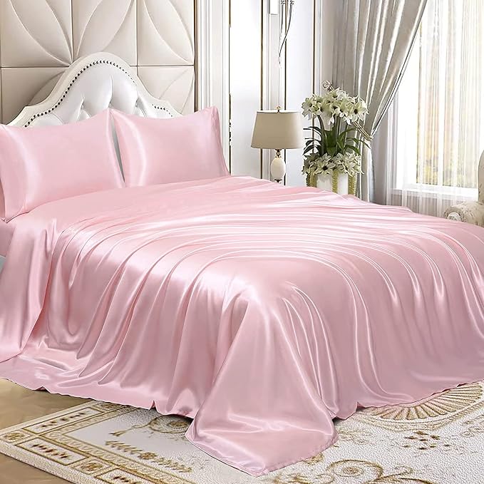 Homiest Blush Pink Satin Flat Sheet - Image 4