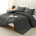 CozyLux Super King Plus Comforter Set Dark Grey, 3 Pieces 128x120 Solid by CozyLux