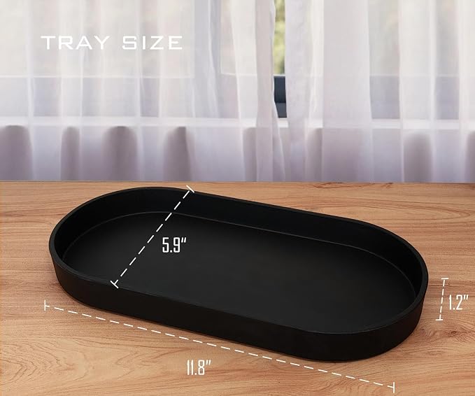 Black Small Tray, Oval Tray for Kitchen Counter, Bathtub Bathroom Vanity Items - Image 6