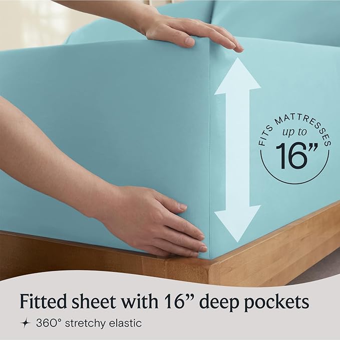 LuxClub 5 PC Split King Sheet Set, Breathable Luxury Bed Sheets, Deep Pockets - Image 6
