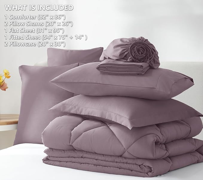 CozyLux Full Size Comforter Sets Dusty Purple - Image 6