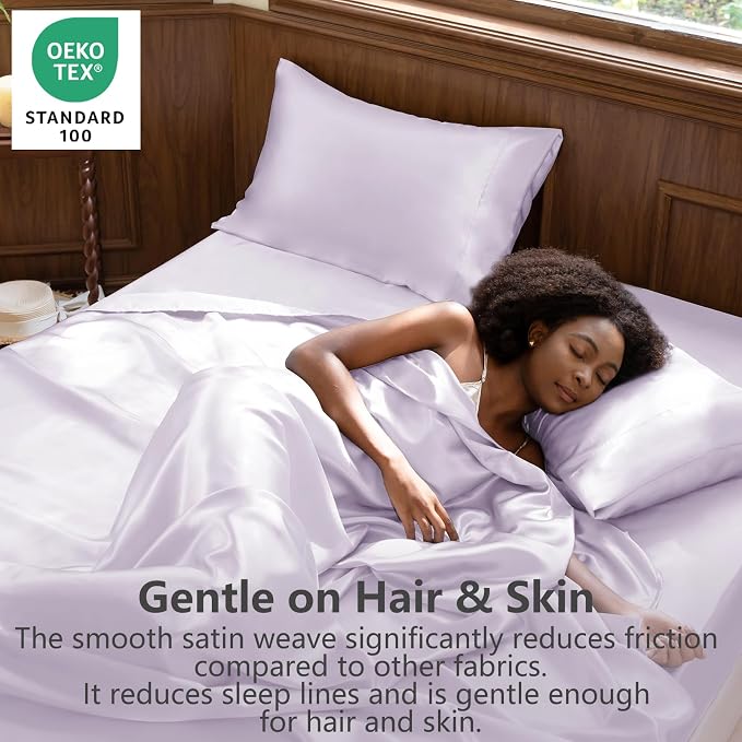 CozyLux Satin Sheets Queen Size Bed Set - Image 2