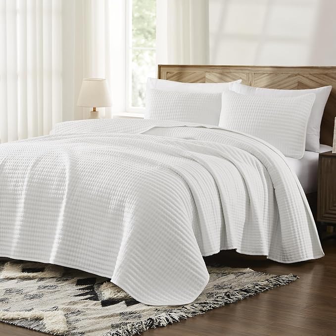 WRENSONGE White Quilt Set Queen Size-3 Pieces Lightweight Bedspreads Summer - Image 3