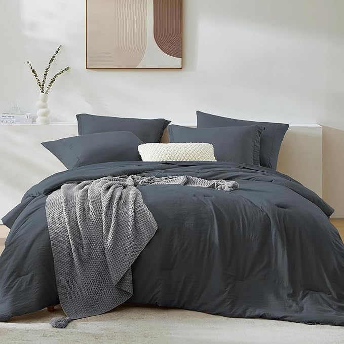 WRENSONGE Full Size Comforter Set- 7 Pieces Blue Grey Bed in a Bag Full Size by WRENSONGE