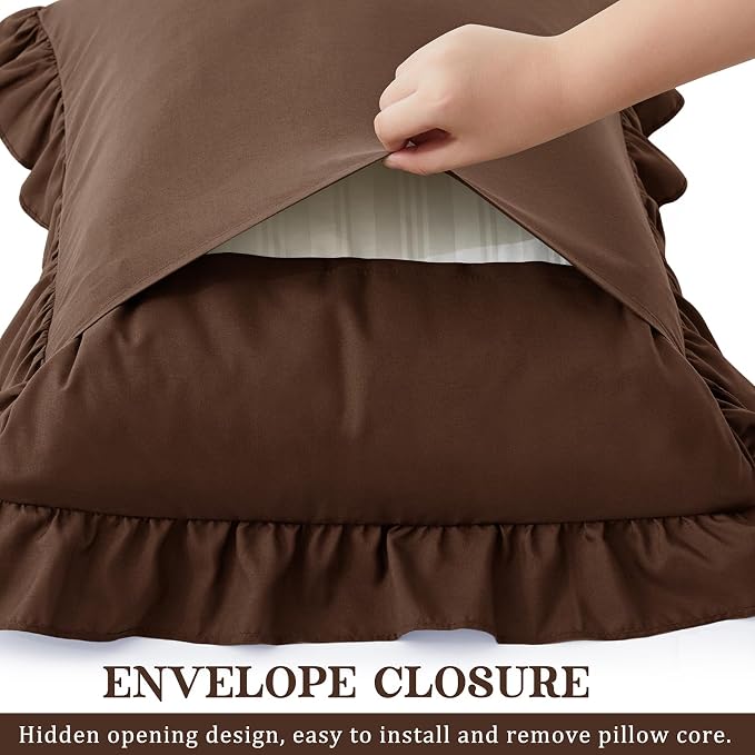 KKJIAF Ruffle Pillow Cases Queen Size Set of 2, Ruffled Pillow Covers - Image 5