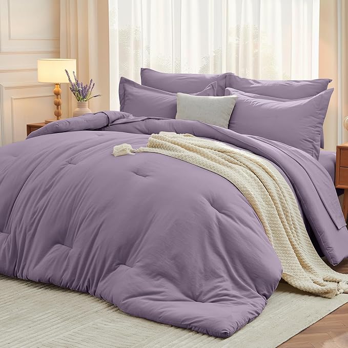 MUXHOMO 7 Pieces Full Comforter Set, Soft Bed in a Bag Full Size, All Season by MUXHOMO