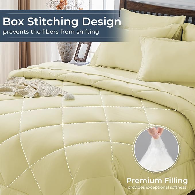 HEVUMYI Cream Yellow Queen Comforter Set - Image 4