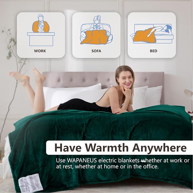 Wapaneus Heated Blanket Electric Throw 72" x 84" Full Size - Image 4