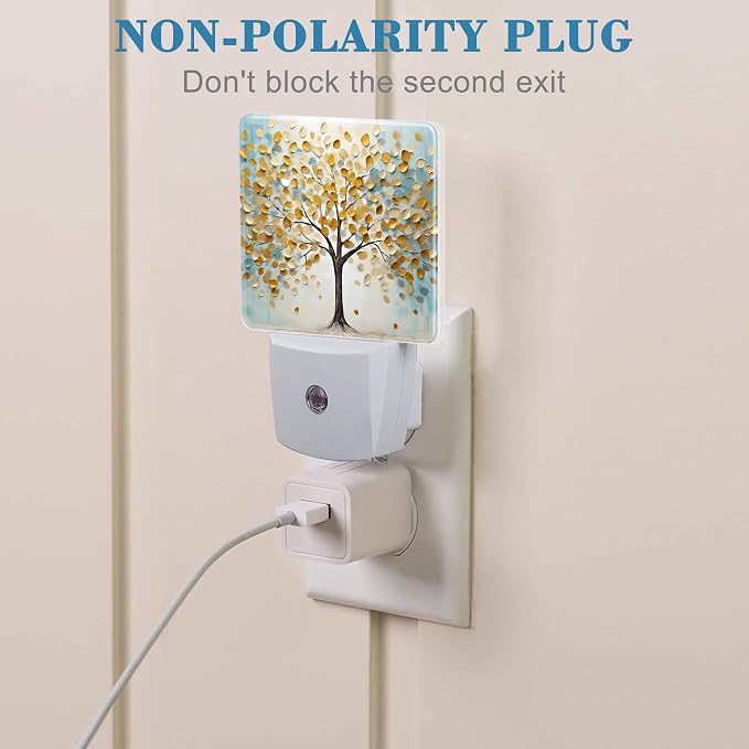 Plug in Night Lights Golden Tree Of Life Oil Painting Nightlight Plug Into Wall - Image 3