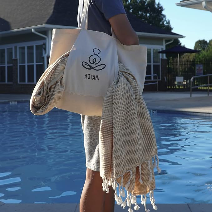 ATANI 69x35 in Oversized Turkish Beach Towel Set - Image 4