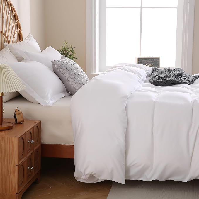 JSD White Duvet Cover Set King Size, 3 Piece Duvet Cover - Image 7