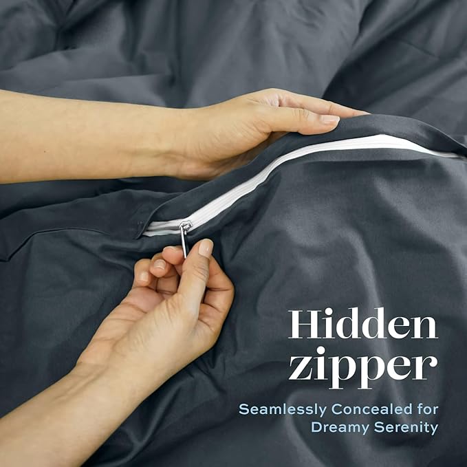 White Classic Grey Duvet Cover King Size, Microfiber Duvet Cover - Image 6