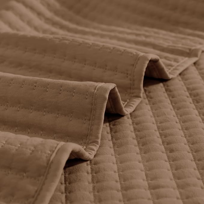 WRENSONGE King Size Quilt-3 Pieces Lightweight Bedspreads Brown King Quilt - Image 7