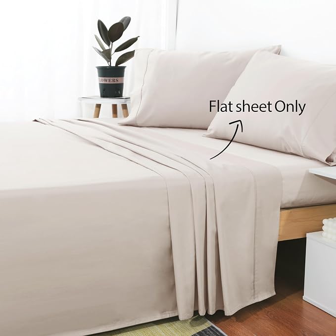 Cotton Twin Flat Sheet Only, 600 Thread Count 100% Egyptian Cotton Top Sheet - Image 2
