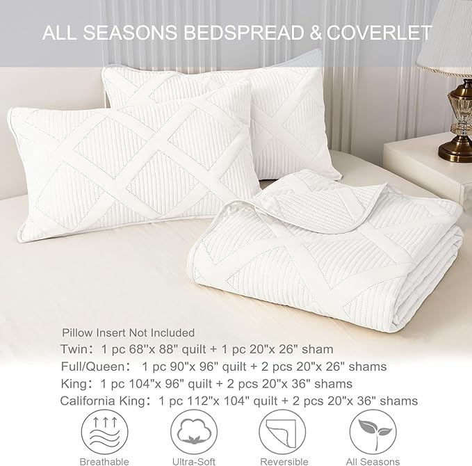 Exclusivo Mezcla King Quilt Set- White Quilts Bedding Set - Image 6